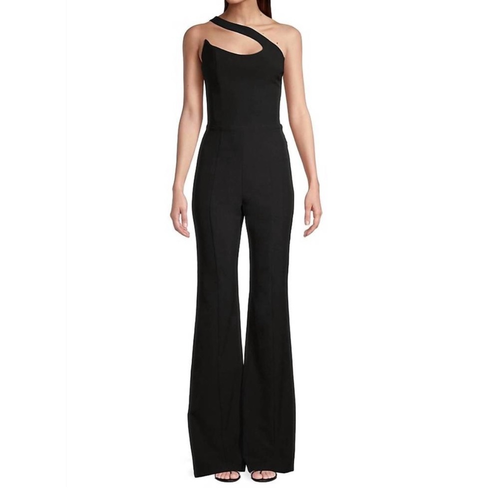 Black One-Shoulder Wide-Leg Jumpsuit